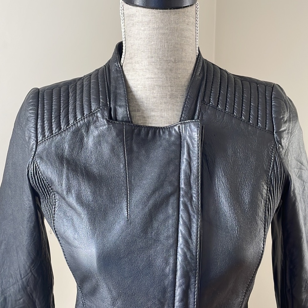 Zara Basic Lambskin Leather Jacket - image 2